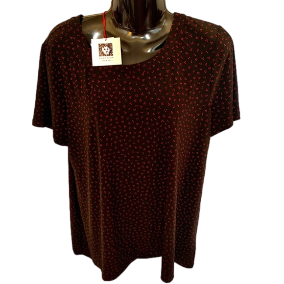 Anne Klein Blouse Pullover Round Neck SS Sz 0X NWT - Picture 1 of 5